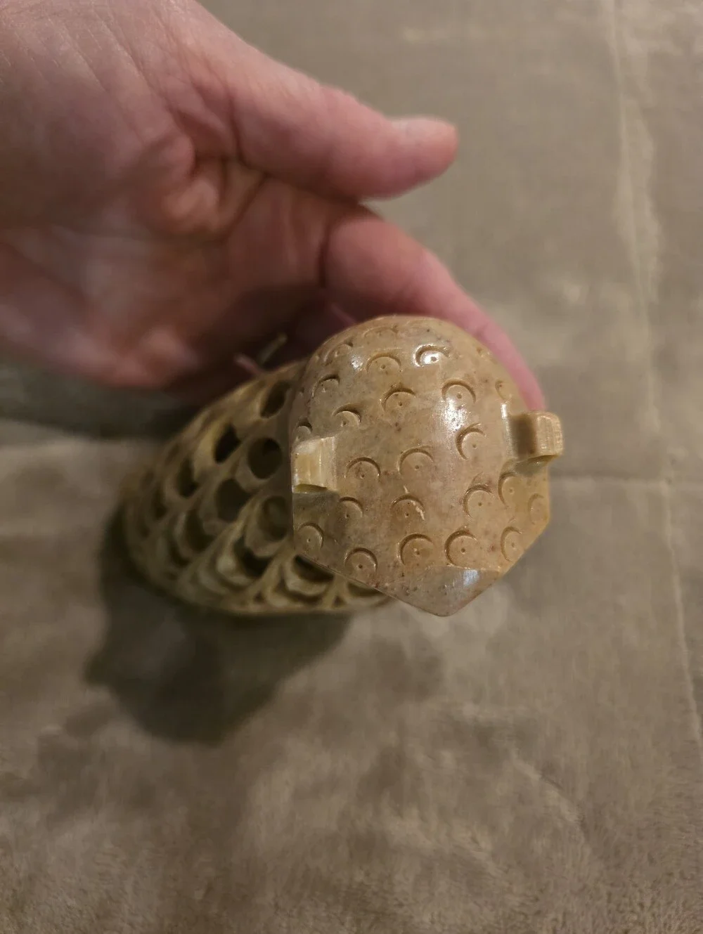 Hand Carved Owl Figurine - Honey Brown Stone